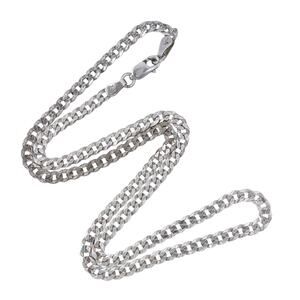 Estate Italy Sterling Silver 925 3.6mm Rambo Link Chain Necklace 16.25"